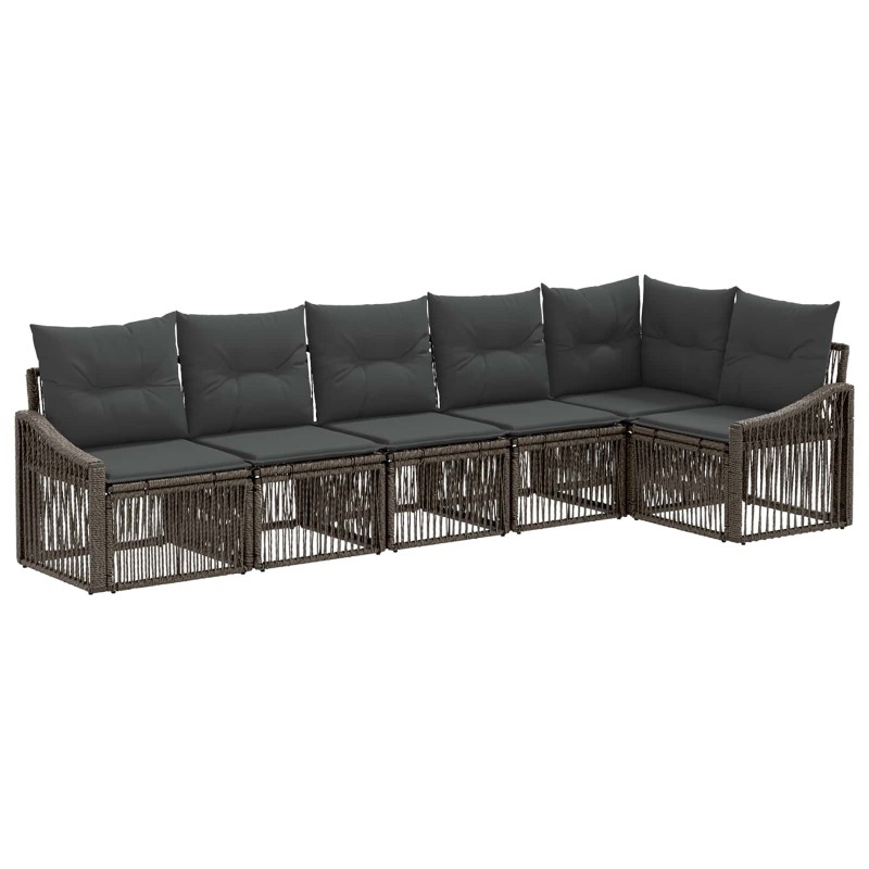Ensemble de canapé de jardin 6 pcs Gris polyrotin 638561638561