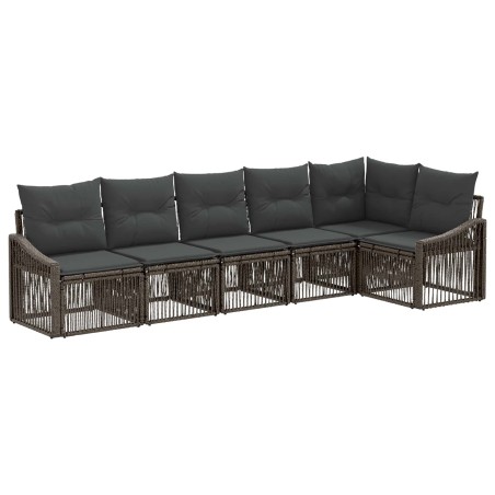 Ensemble de canapé de jardin 6 pcs Gris polyrotin 638561638561
