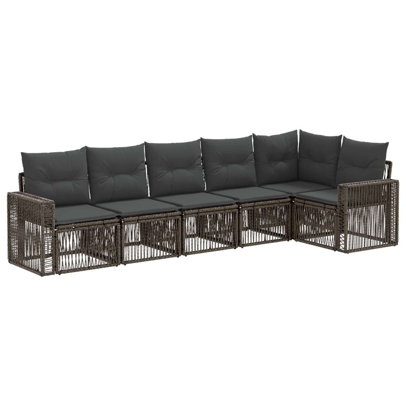 Ensemble de canapé de jardin 6 pcs Gris et Gris foncé polyrotin 638567638567