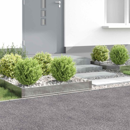 Bordure de Pelouse 4 pcs 100 x 60 x 20 cm Acier Argenté 638569638569
