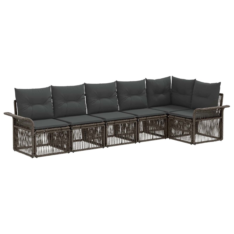 Ensemble de canapé de jardin 6 pcs Gris polyrotin 638574638574