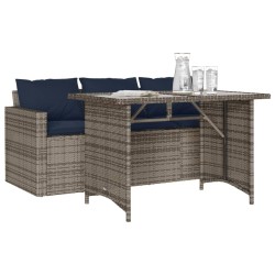 Ensemble à manger de jardin et coussins 2 pcs gris rotin 638584638584