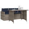 Ensemble à manger de jardin et coussins 2 pcs gris rotin 638584638584