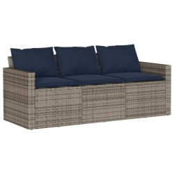 Ensemble à manger de jardin et coussins 2 pcs gris rotin 638584638584