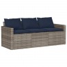 Ensemble à manger de jardin et coussins 2 pcs gris rotin 638584638584
