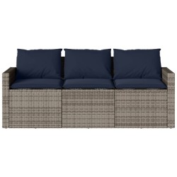 Ensemble à manger de jardin et coussins 2 pcs gris rotin 638584638584