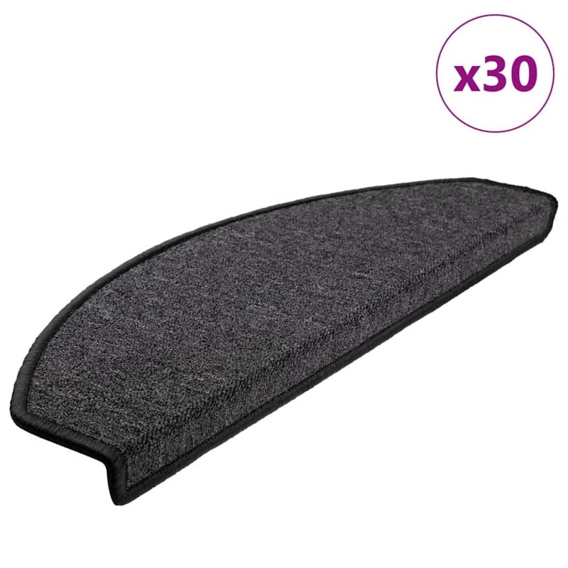 Tapis d'escalier lot de 30 65 x 24 x 4 cm anthracite demi-rond grand format 638585638585