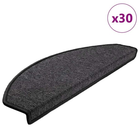 Tapis d'escalier lot de 30 65 x 24 x 4 cm anthracite demi-rond grand format 638585638585