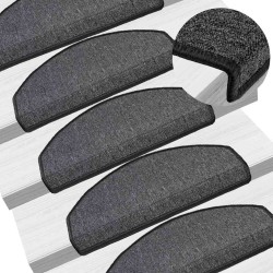Tapis d'escalier lot de 30 65 x 24 x 4 cm anthracite demi-rond grand format 638585638585