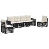Ensemble de canapé de jardin 6 pcs Noir et blanc crème 638587638587