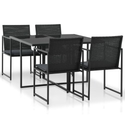 Ensemble à manger d'extérieur 5pcs avec coussins Résine tressée 638588638588