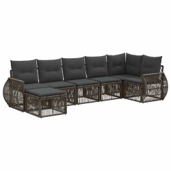 Ensemble de canapé de jardin 7 pcs Gris et Gris foncé polyrotin 638589638589