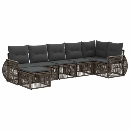 Ensemble de canapé de jardin 7 pcs Gris et Gris foncé polyrotin 638589638589