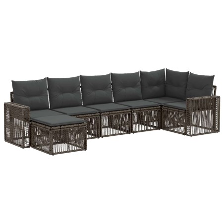 Ensemble de canapé de jardin 7 pcs Gris et Gris foncé polyrotin 638590638590