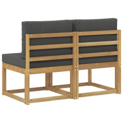 2 Pièce Sofa de milieu extérieur Bois d'Acacia Massif Blanc 638591638591