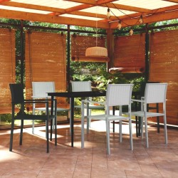 Ensemble à manger de jardin 7 pcs Noir et blanc 638593638593