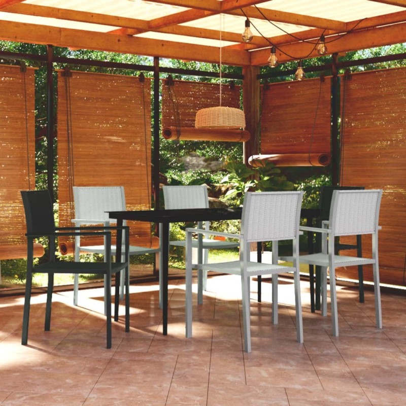 Ensemble à manger de jardin 7 pcs Noir et blanc 638593638593