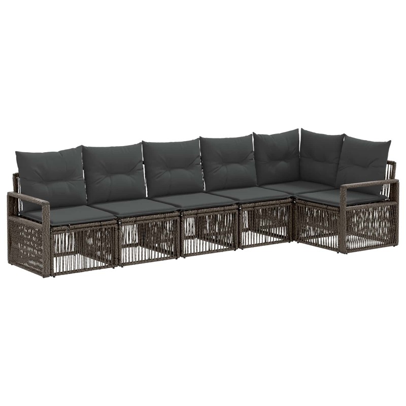 Ensemble de canapé de jardin 6 pcs Gris polyrotin 638595638595