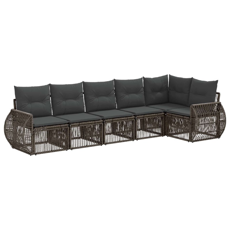 Ensemble de canapé de jardin 6 pcs Gris et Gris foncé polyrotin 638605638605