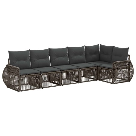 Ensemble de canapé de jardin 6 pcs Gris et Gris foncé polyrotin 638605638605