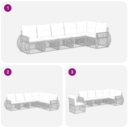 Ensemble de canapé de jardin 6 pcs Gris et Gris foncé polyrotin 638605638605