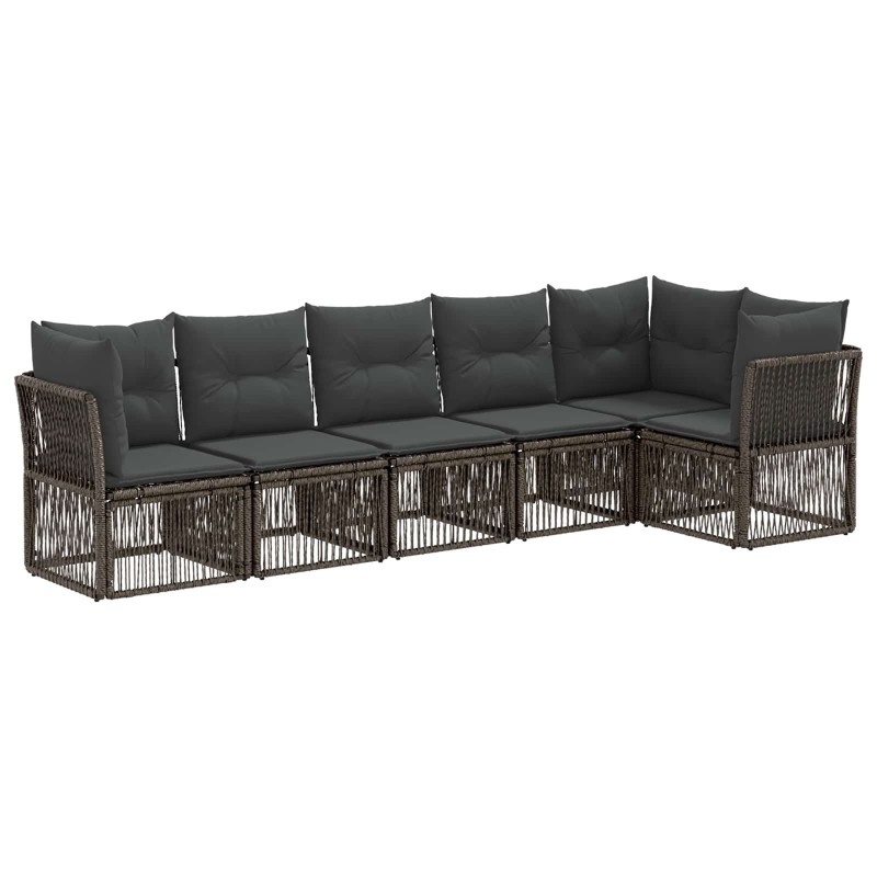Ensemble de canapé de jardin 6 pcs Gris polyrotin 638606638606