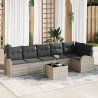 Ensemble de canapé de jardin 7 pcs Gris clair polyrotin 638612638612