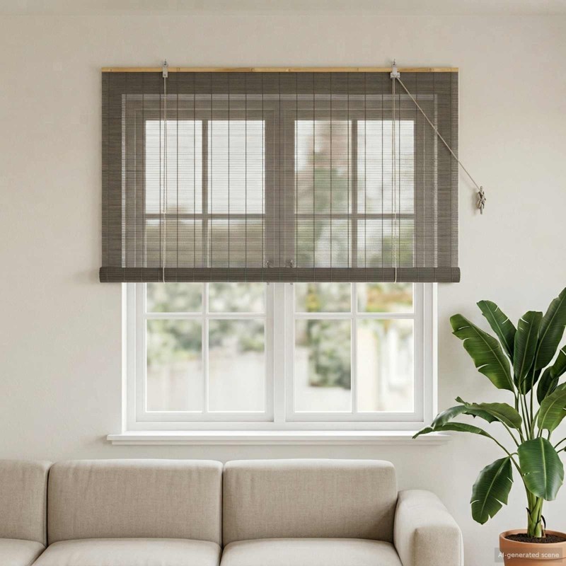 Store enrouleur Gris 130 x 160 cm Bambou 638614638614