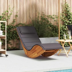Chaise longue à bascule avec coussin en bois d'acacia massif 638619638619