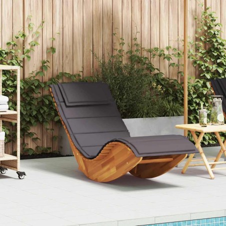 Chaise longue à bascule avec coussin en bois d'acacia massif 638619638619