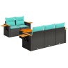 Salon de jardin 6 pcs avec coussins noir résine tressée 638620638620