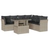 Salon de jardin avec coussins 7 pcs gris clair résine tressée 638628638628