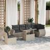 Salon de jardin avec coussins 7 pcs gris clair résine tressée 638631638631