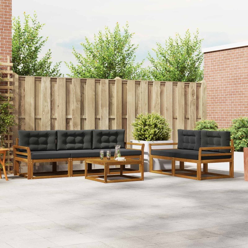 Ensemble de canapés d'extérieur 6 pcs Naturel et Anthracite 638634638634