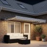 Store rétractable manuel avec LEDs Gris clair et blanc 638635638635