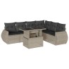 Salon de jardin avec coussins 7 pcs gris clair résine tressée 638636638636
