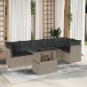 Salon de jardin avec coussins 7 pcs gris clair résine tressée 638637638637