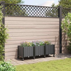Jardinière avec Roues Noir 120 x 40 x 44 cm PP 638638638638