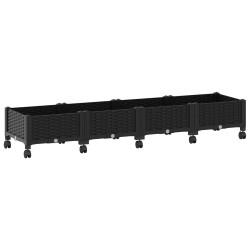 Jardinière avec Roues Noir 160 x 40 x 29 cm PP 638639638639
