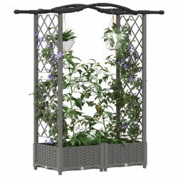 Lit Élevé avec Treillis et Toit Gris clair 124 x 40 x 123 cm PP 638643638643