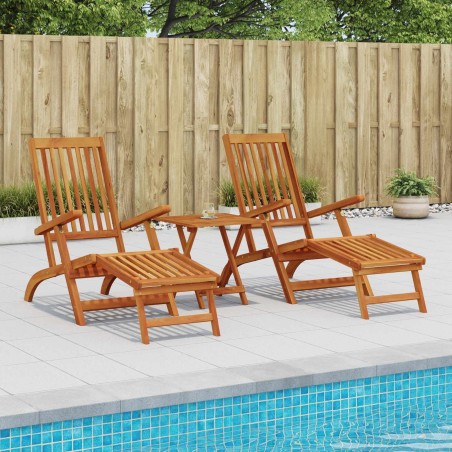 Chaise longue inclinable et pliable 2 pcs Naturel 638645638645