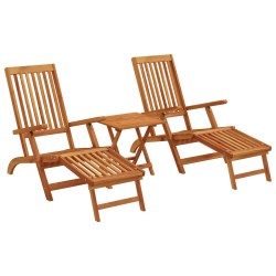 Chaise longue inclinable et pliable 2 pcs Naturel 638645638645