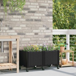 Jardinière avec Roues Noir 80 x 40 x 44 cm PP 638647638647