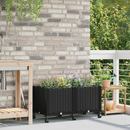 Jardinière avec Roues Noir 80 x 40 x 44 cm PP 638647638647