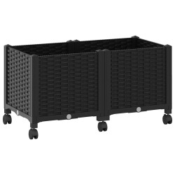 Jardinière avec Roues Noir 80 x 40 x 44 cm PP 638647638647