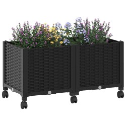 Jardinière avec Roues Noir 80 x 40 x 44 cm PP 638647638647