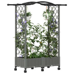 Lit Élevé avec Treillis et Toit Gris clair 124 x 40 x 129 cm PP 638648638648