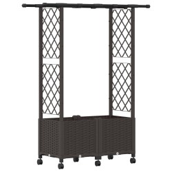 Lit Élevé avec Treillis et Toit Marron 124,5 x 40 x 142 cm PP 638650638650