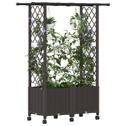 Lit Élevé avec Treillis et Toit Marron 124,5 x 40 x 142 cm PP 638650638650