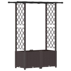 Lit Élevé avec Treillis et Toit Marron 124,5 x 40 x 136 cm PP 638652638652